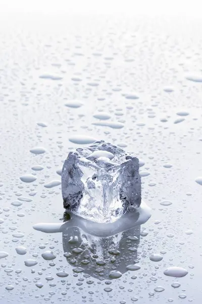 Closeup View Ice Cube Wet Surface — Stock Photo, Image