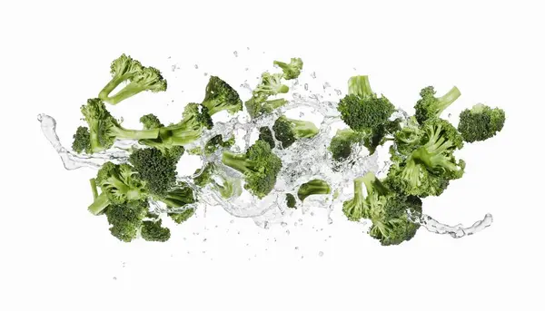 Broccoli and splash of water — Stock Photo, Image