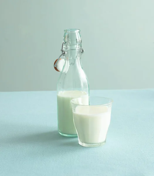 Lait en verre et bouteille — Photo