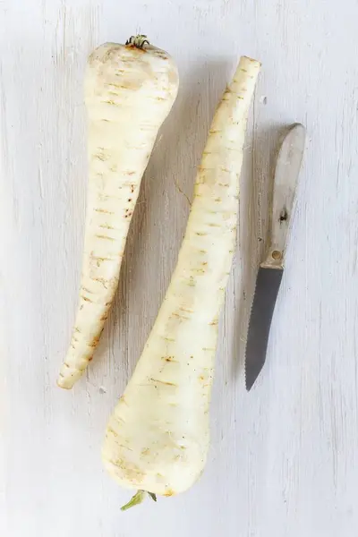 Two fresh raw Parsnips — Stock Photo, Image