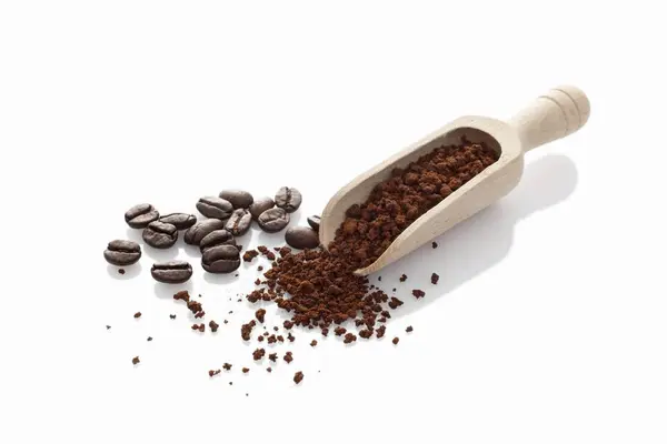 Coffee powder and beans — Stock Photo, Image