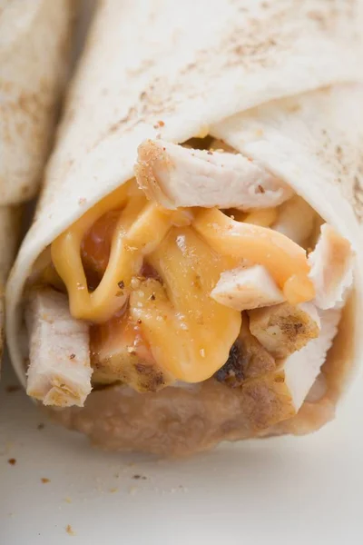 Burrito with cheese and chicken — Stock Photo, Image