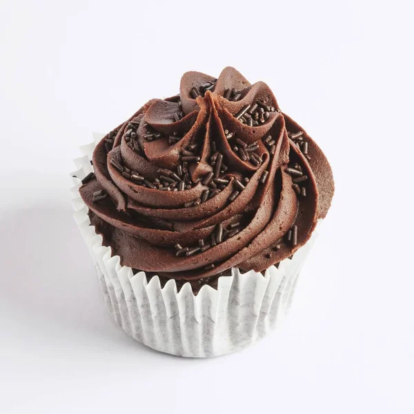 Chocolate cupcake on white — Stock Photo, Image