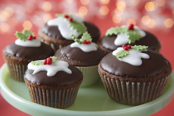Chocolate Christmas cupcakes — Stock Photo, Image