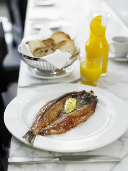 Smoked herring with herb — Stock Photo, Image