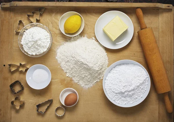 Bisküvi pişirme için malzemeler — Stok fotoğraf