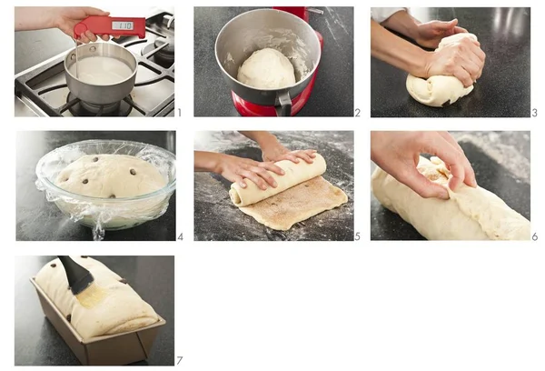 Langkah ke Membuat Roti — Stok Foto
