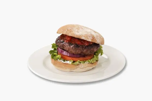 Beefburger with fresh vegetables — Stock Photo, Image
