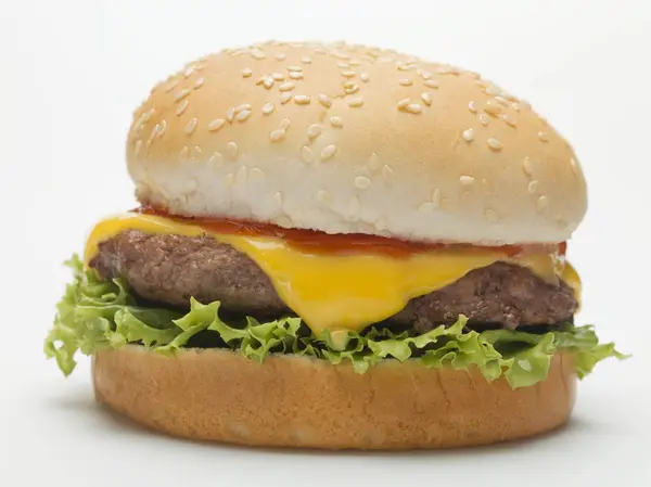 Fresh cheeseburger with tomato — Stock Photo, Image