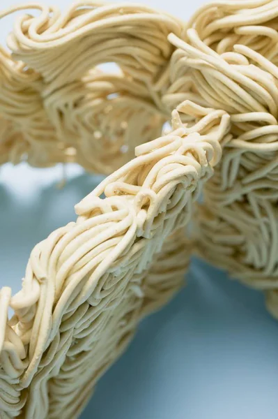 Closeup View Dry Egg Noodles Blocks — Stock Photo, Image