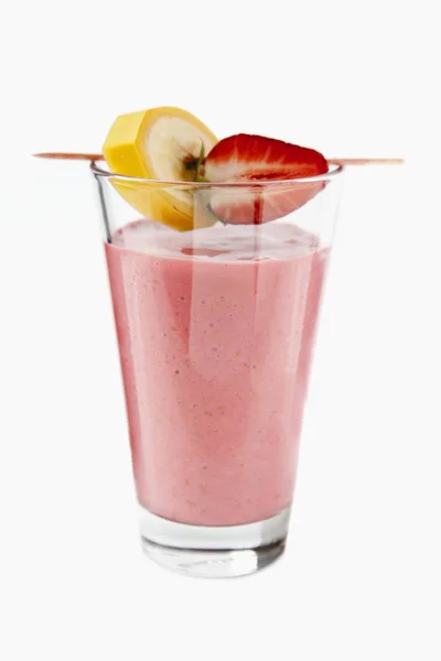 Strawberry smoothie with banana — Stock Photo, Image