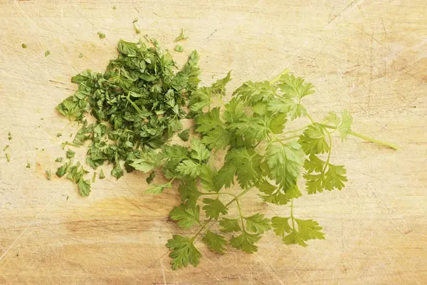 Partly chopped Fresh chervil — Stock Photo, Image