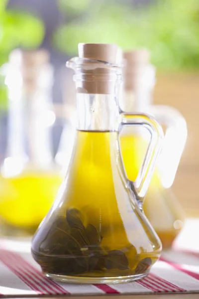 Olive oil with sage in a bottle — Stock Photo, Image