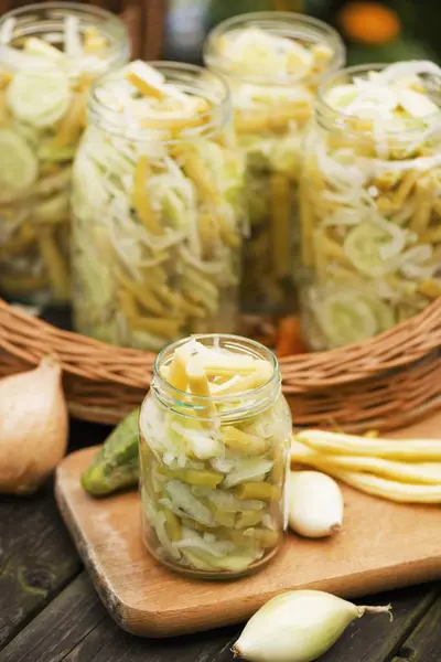 Bean and cucumber salads — Stock Photo, Image