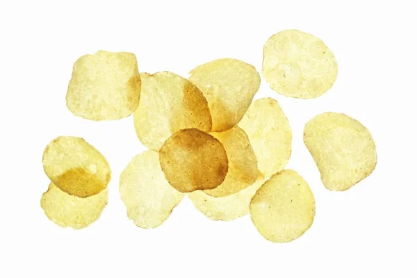 Potato crisps on white background — Stock Photo, Image