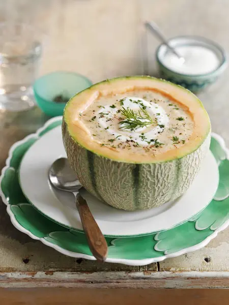 Cold melon soup with ginger — Stock Photo, Image