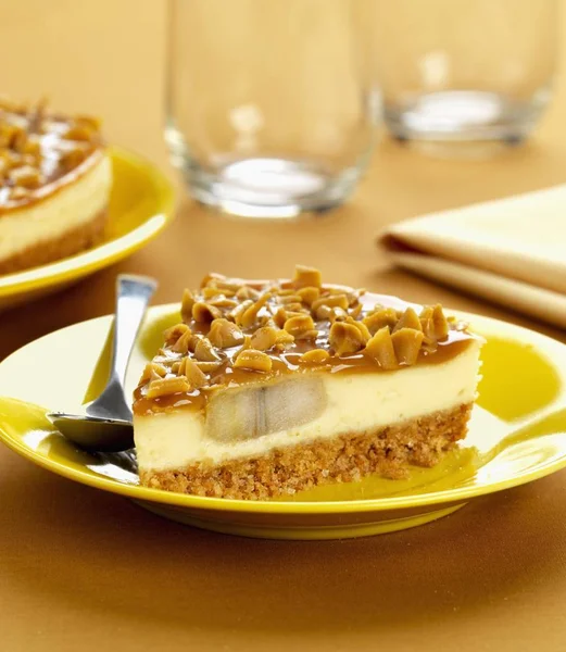 Banoffee cheesecake on plate — Stock Photo, Image