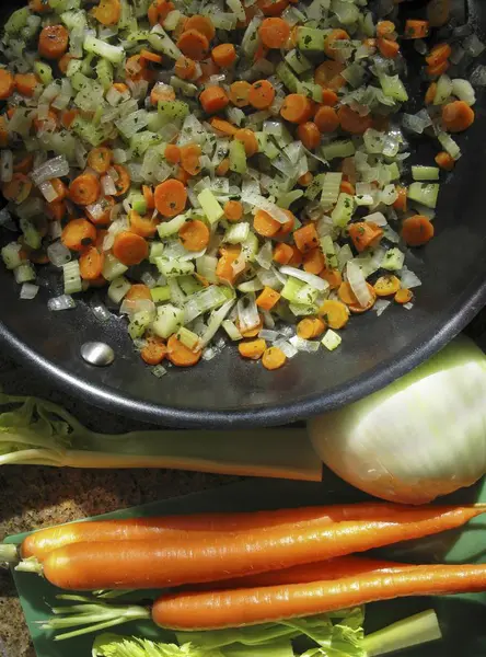 Mirepoix with carrots and celery — Stock Photo, Image