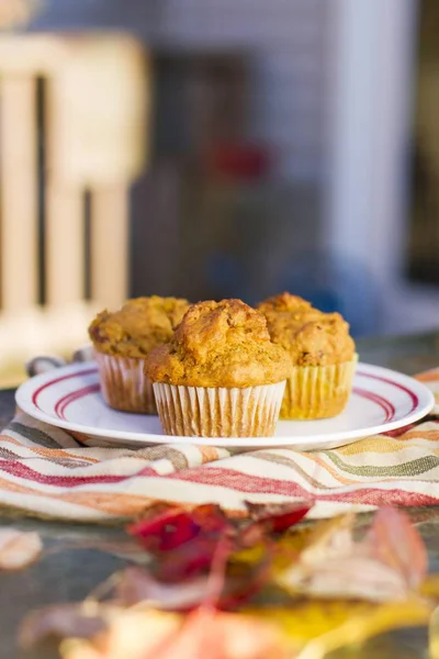 Vegan Pompoen muffins — Stockfoto