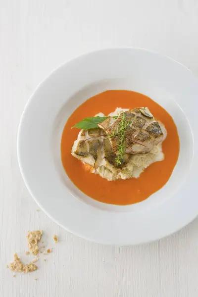 Zander fillet on cabbage — Stock Photo, Image