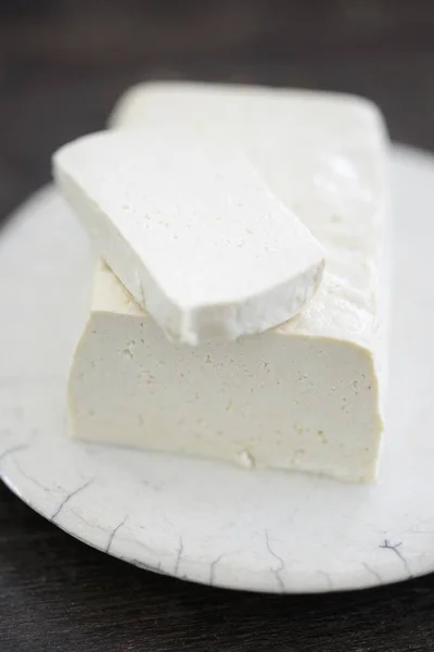 豆腐チーズのプレートのクローズ アップ ビュー — ストック写真