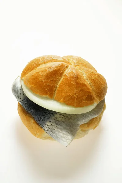Bread roll with rollmops — Stock Photo, Image