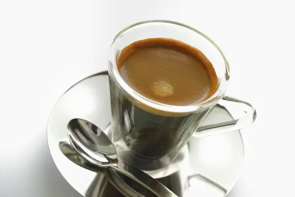 Double espresso in cup — Stock Photo, Image
