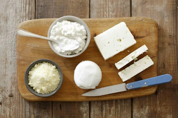 Arrangement of cheese with feta — Stock Photo, Image