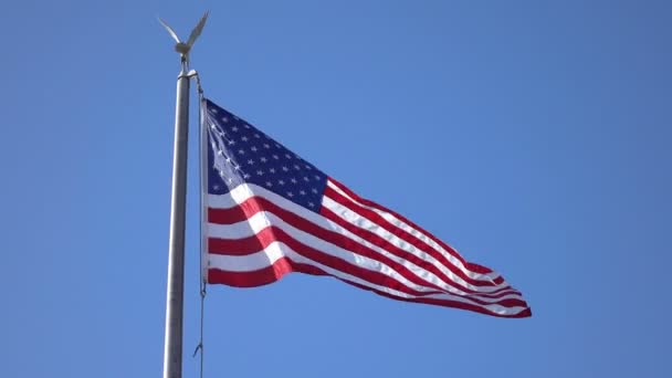 Vídeo da bandeira dos Estados Unidos acenando ao vento em 4K — Vídeo de Stock