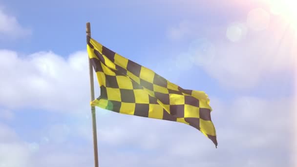 Vídeo de amarelo e preto quadriculado Bandeira em 4K — Vídeo de Stock