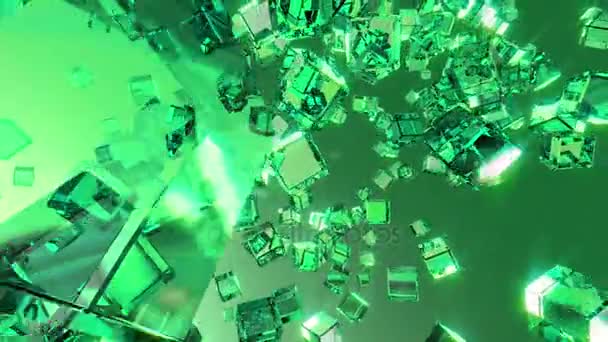 緑の立方体のビデオは、単発の背景のアニメーションを抽象化します。 — ストック動画