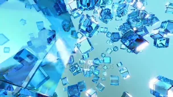 Видео синих кубов и петляющей фоновой анимации — стоковое видео