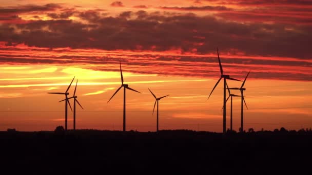 Video de molinos de viento al atardecer en 4K — Vídeo de stock