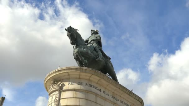 Statue of King John I - time lapse  Lisbon, Portugal in 4K — Stock Video