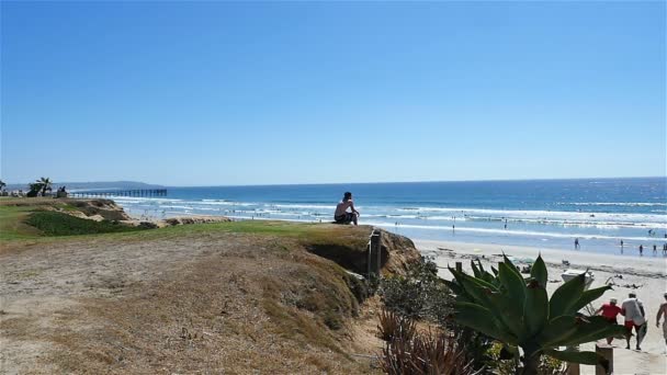 Tre filmer av ocean panorama i San Diego — Stockvideo