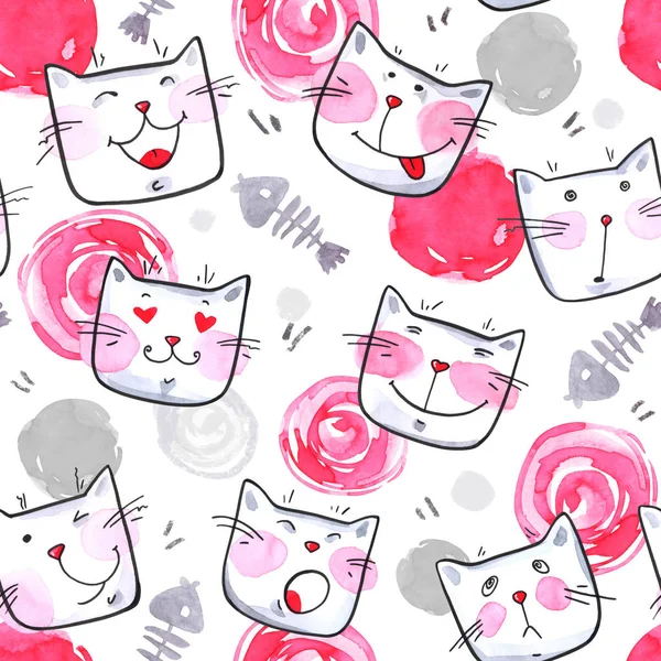 Seamless pattern with cute kittens. — Stock Photo, Image