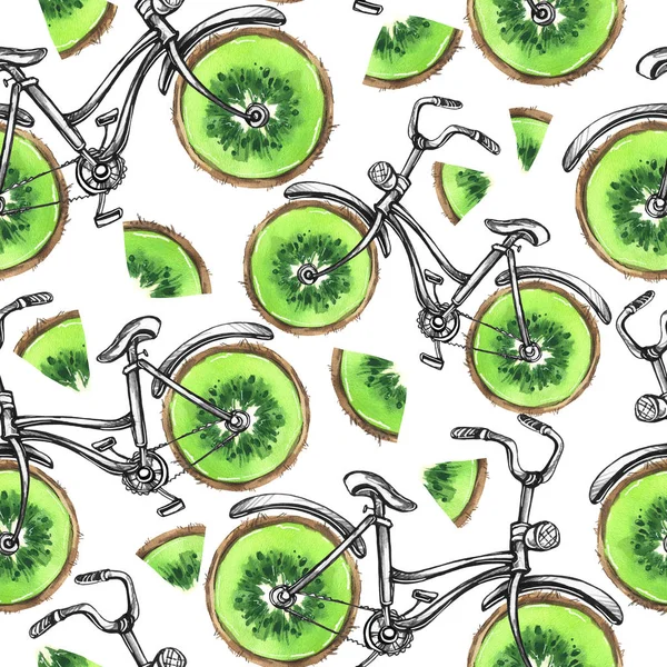 Vélos à motif avec roues kiwi — Photo