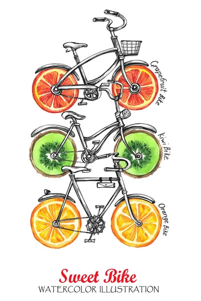 Vélos à roues de fruits frais — Photo