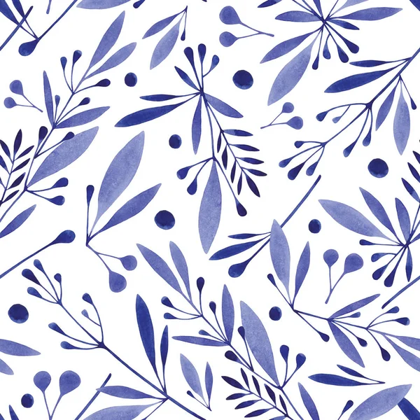 Watercolor seamless botanical pattern — Stock Photo, Image