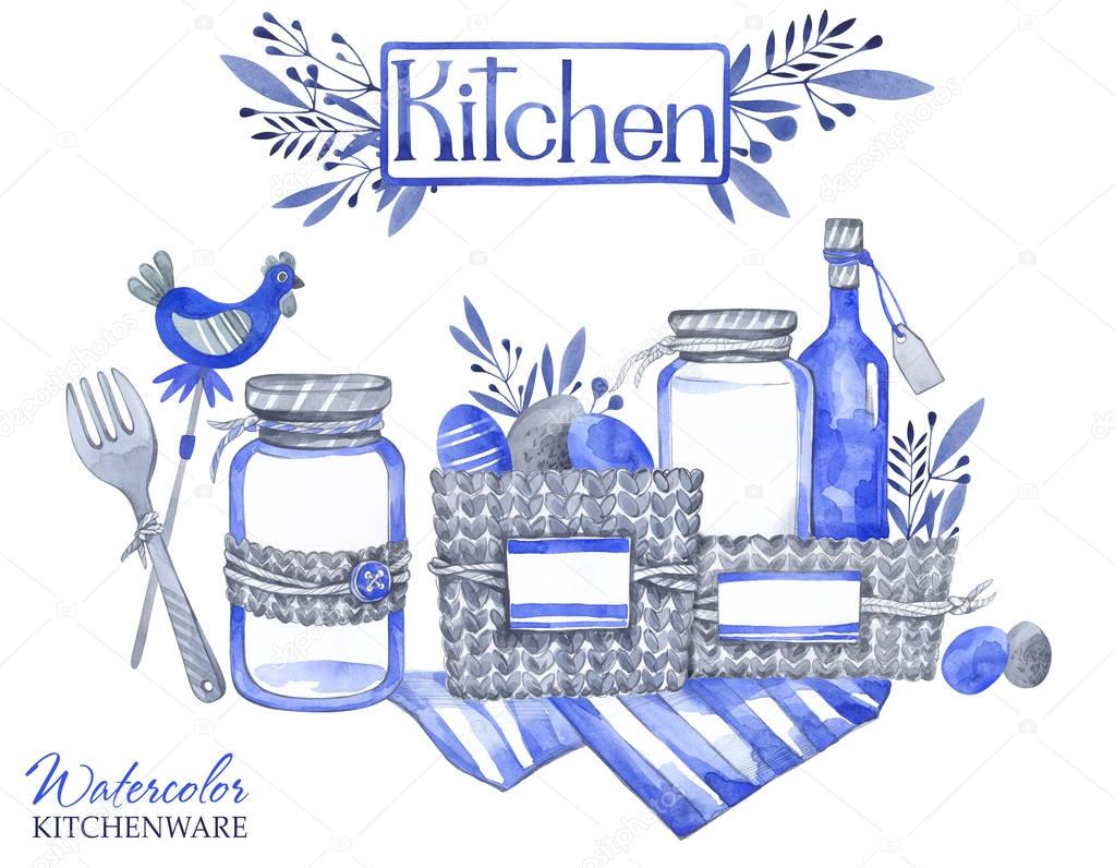  illustration with isolated glass jars