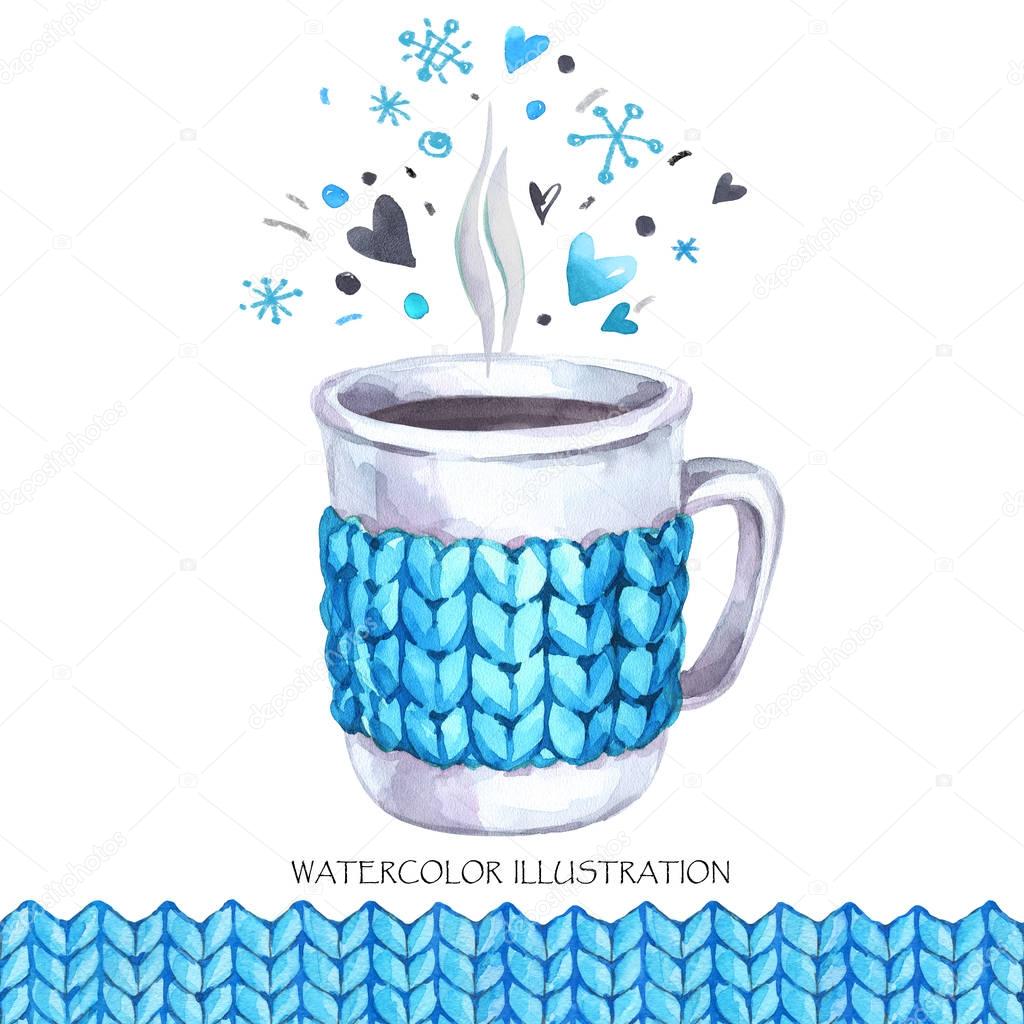 Hand painted cup of hot drink