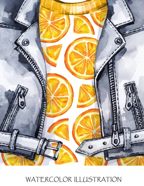 Veste en cuir avec orange frais — Photo