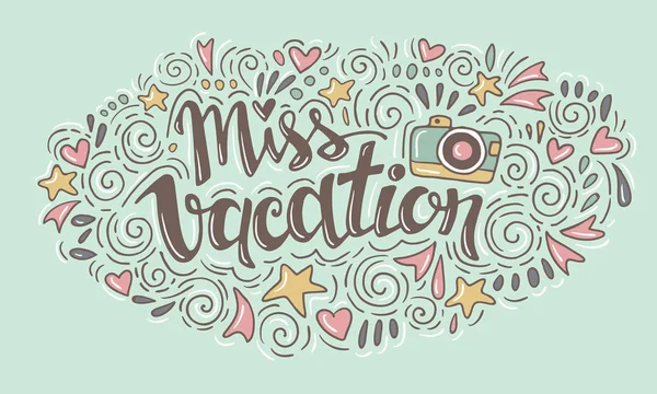 Woorden Miss vakantie — Stockvector