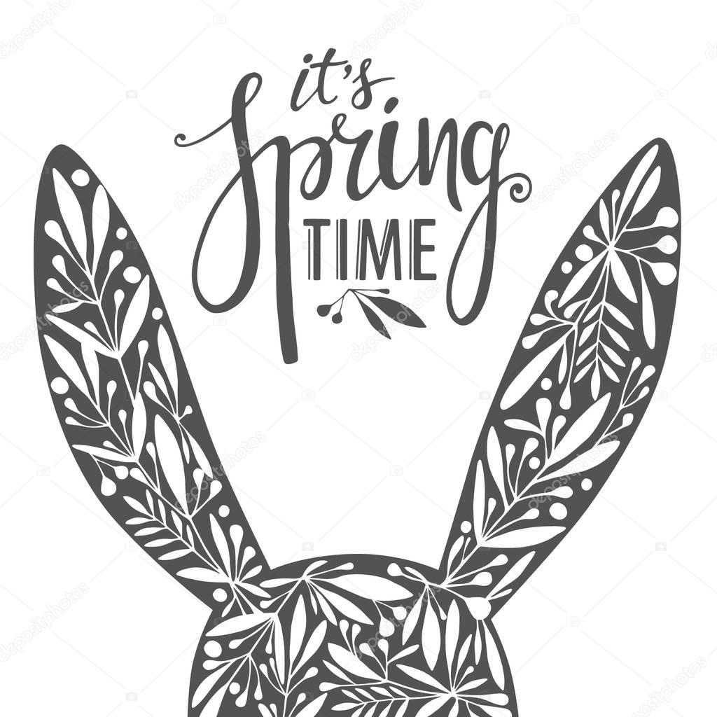 Spring Time with silhouette rabbits ears