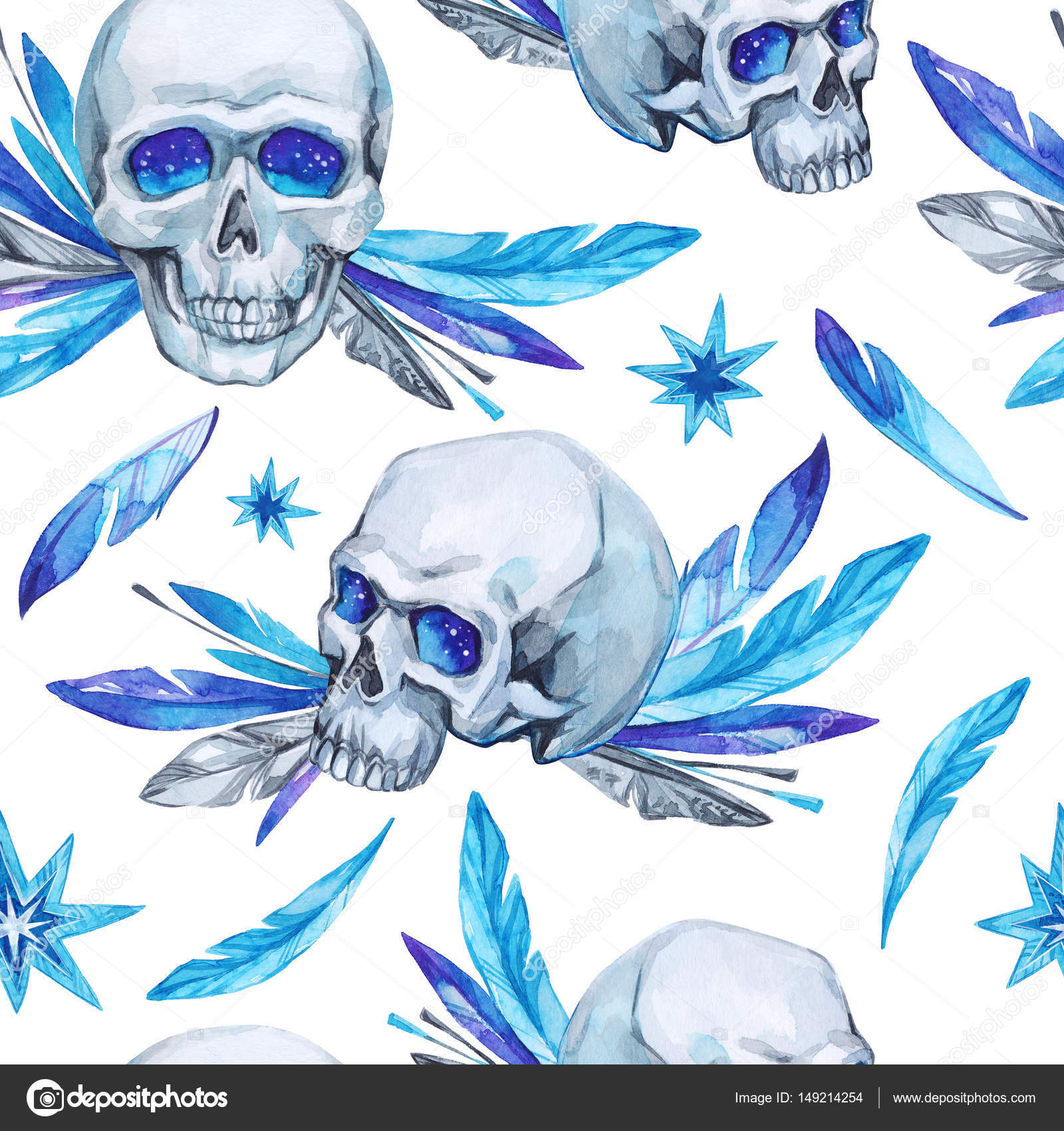 Watercolor seamless pattern skulls Stock Photo by ©anastezzzia.gmail