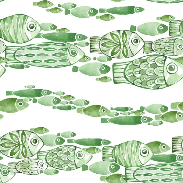Naadloze horizontale patroon met vissen streams. — Stockfoto