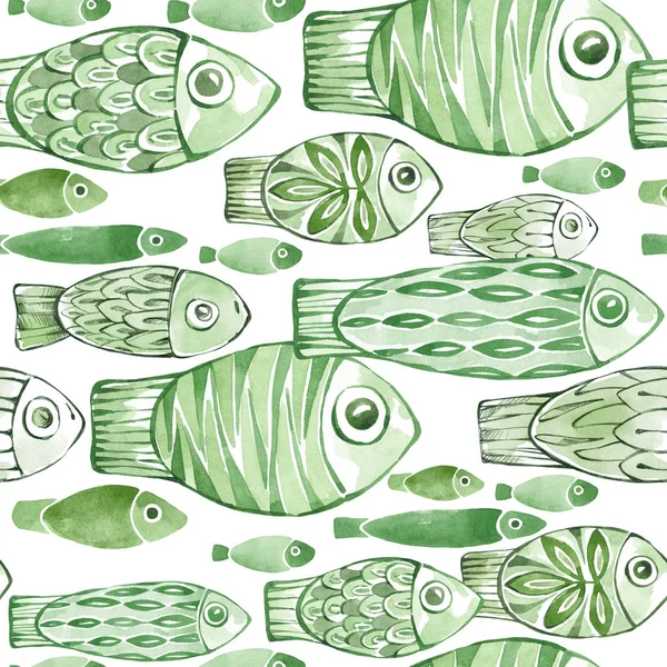 Seamless pattern with fishes.