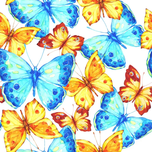 Hand painted butterflies seamless pattern — Stock Photo, Image