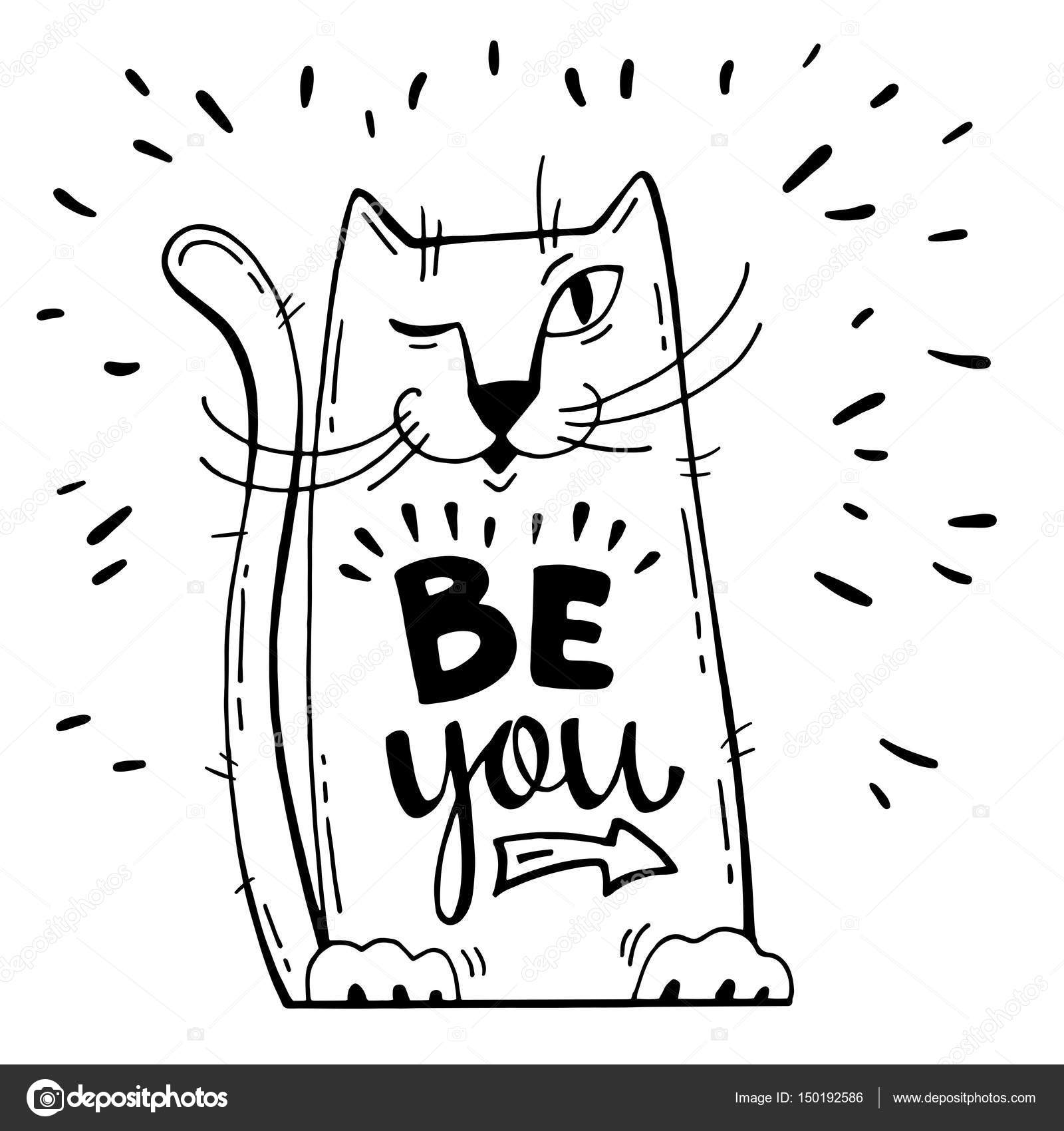 Vector Positive Card With Cartoon Cat Image Vectorielle
