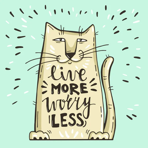 Cartão vetorial positivo com gato dos desenhos animados . —  Vetores de Stock